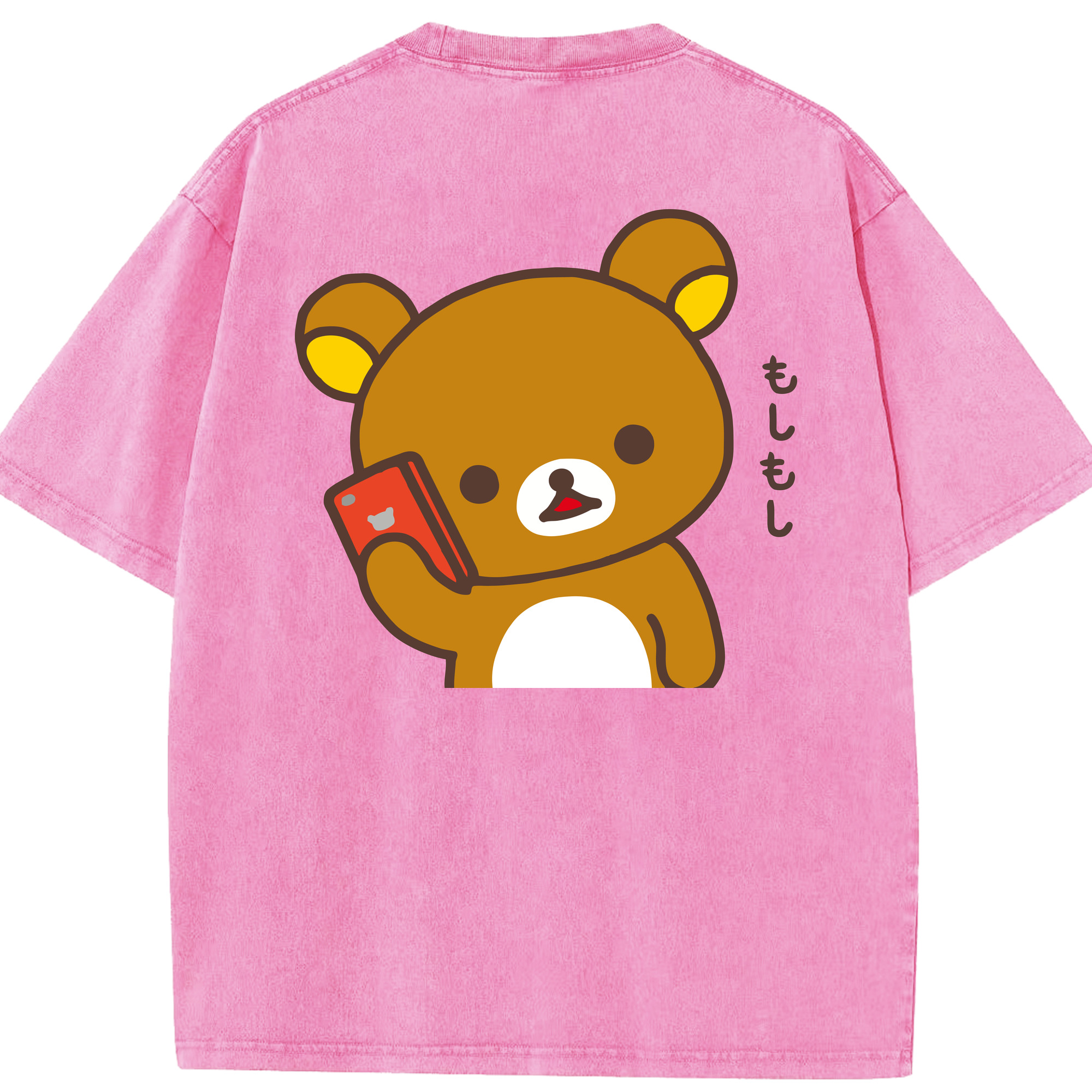 （画像用） リラックマ リラックマ キイロイトリ Rilakkuma Korilakkuma Kiiroitori 綿100% ヴィンテージ風 半袖Tシャツ（背面プリント）